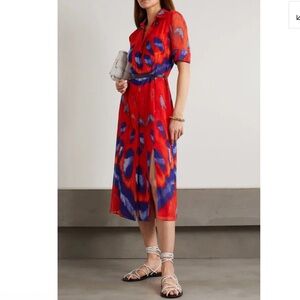 Altuzarra Kieran Crepe De Chine Shirt Dress Abstract Print Midi Sz 36/4